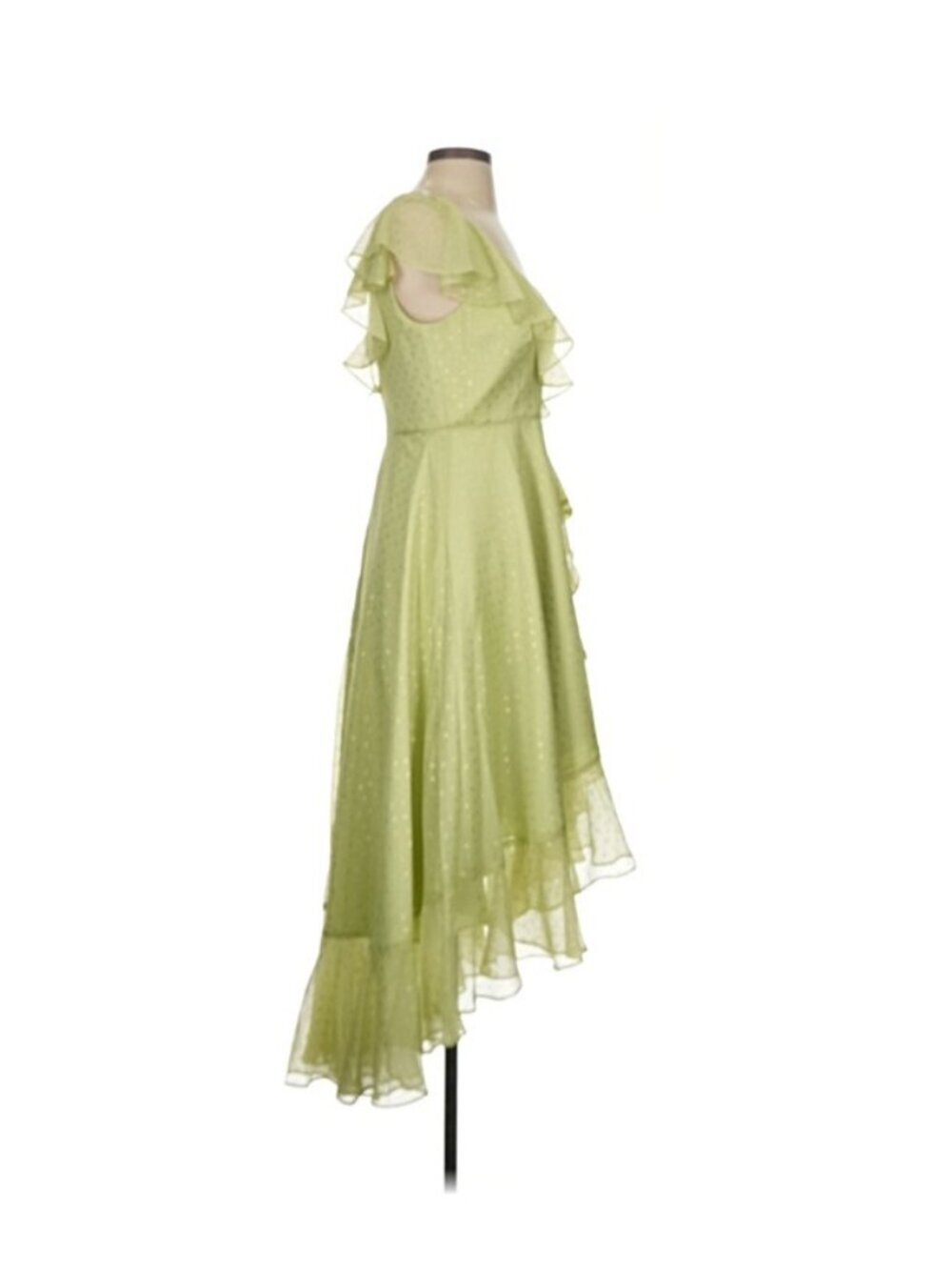 Mac Duggal Ruffle High Low Cocktail Dress Sz 0 Green NWT Formal Gala Bridesmaids - Picture 4 of 8
